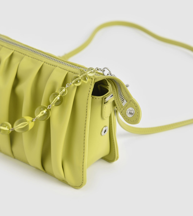Buy Charles & Keith Beaded Strap Ruched Shoulder Bag In Green