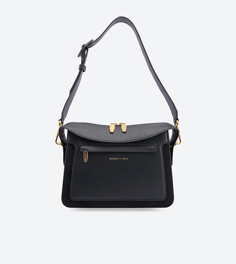 Buy Charles Keith Single Handle Zip Closure Cross Body Bag Black
