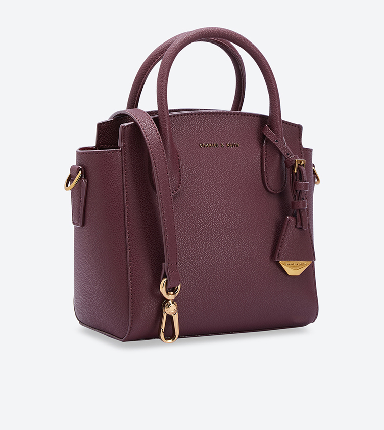 Buy Charles Keith Classic Double Top Handle Bag Burgundy In Burgundy 6thStreet Qatar