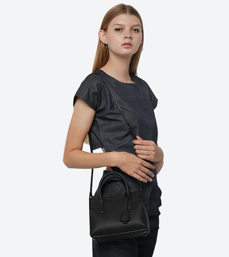 Buy Charles Keith Tuck In Flap Dual Handle Structured Bag Black In Black 6thStreet Bahrain