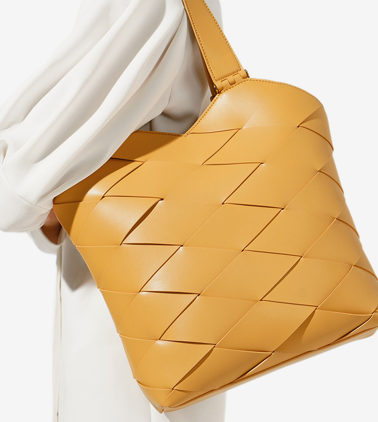 Buy Charles Keith Woven Tote Bag Yellow In Yellow 6thStreet Qatar