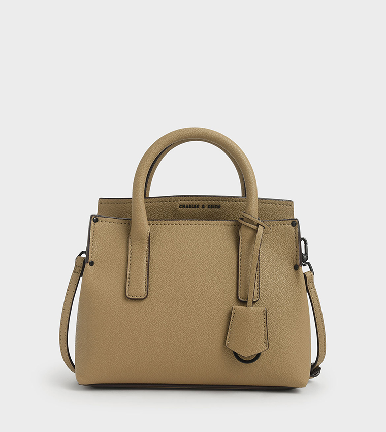 Buy Charles Keith Double Handle Tote Bag Khaki In Brown