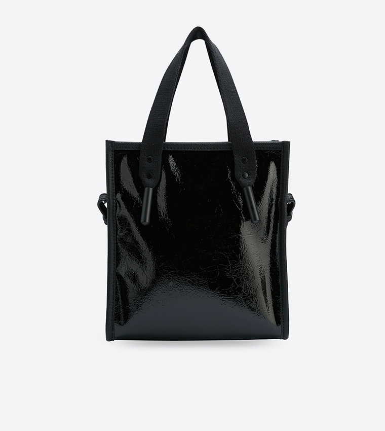 Buy Charles Keith Double Handle Aglet Detail Tote Bag Black In