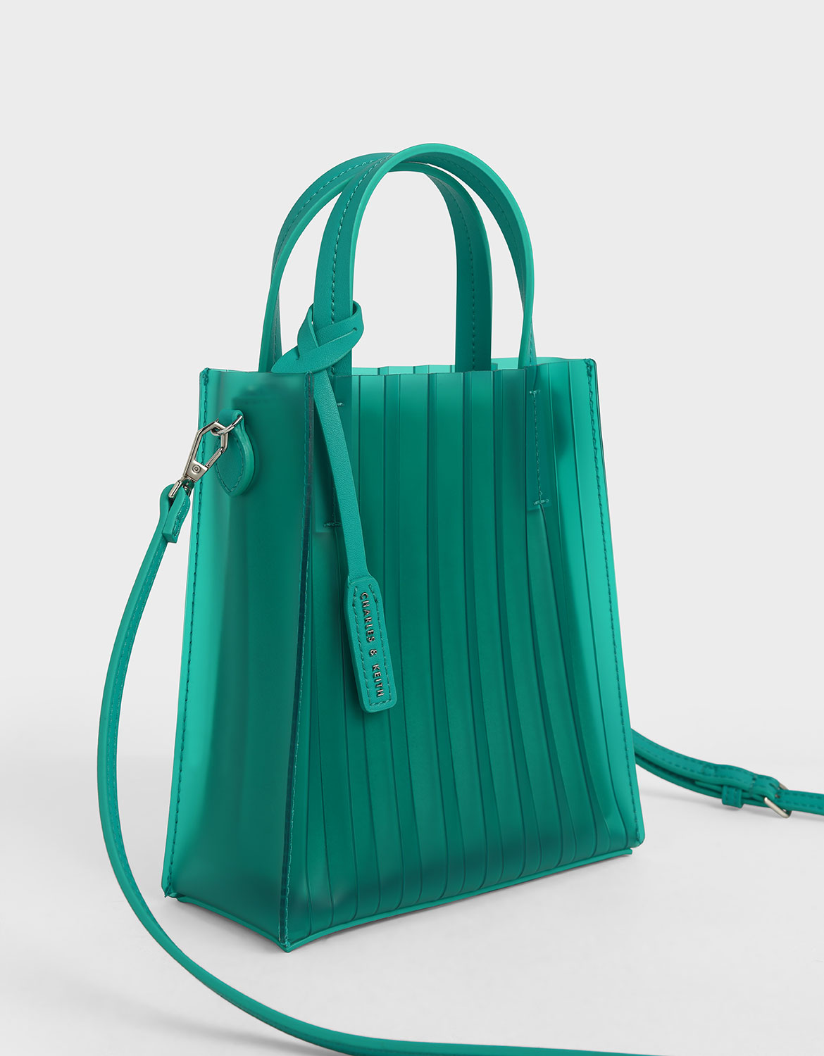 Buy Charles Keith Translucent Pleated Tote Bag Teal In Blue 6thStreet Bahrain