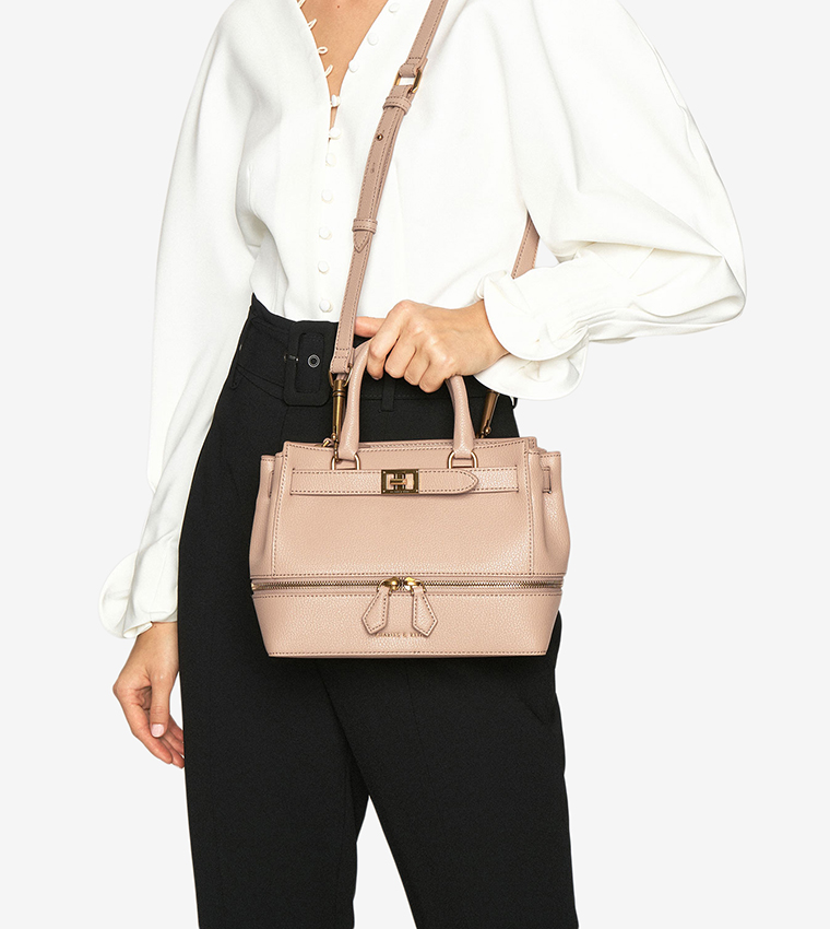 Leather handbag CHARLES & KEITH Beige in Leather - 35366541