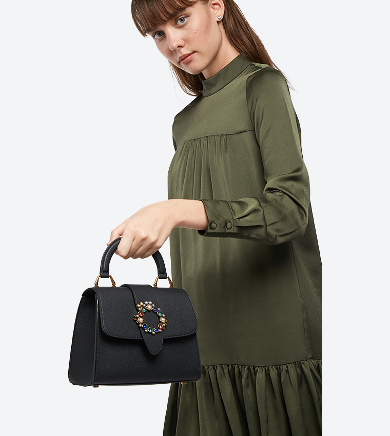 Buy Charles & Keith Gem And Pearl Embellished Buckle Details