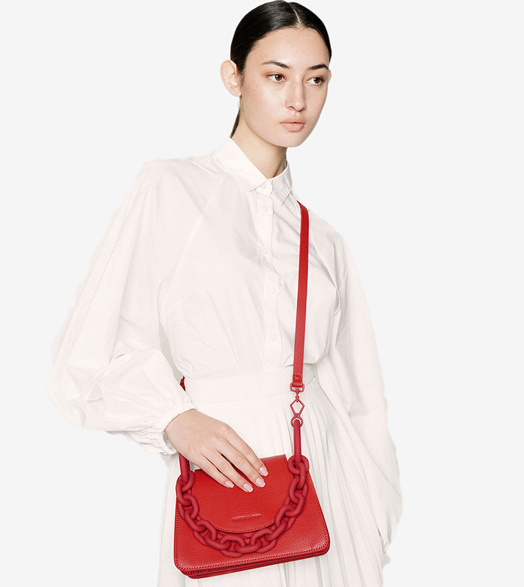 Chunky chain link shoulder bag charles and discount keith