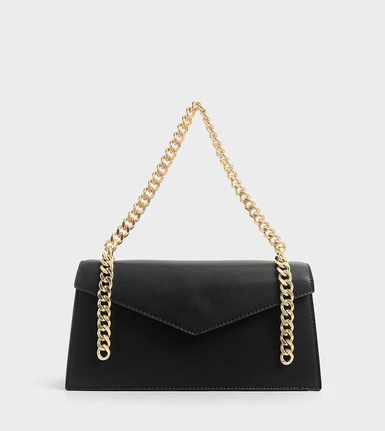 Buy Charles & Keith Envelope Chain Handle Bag Black In Black ...