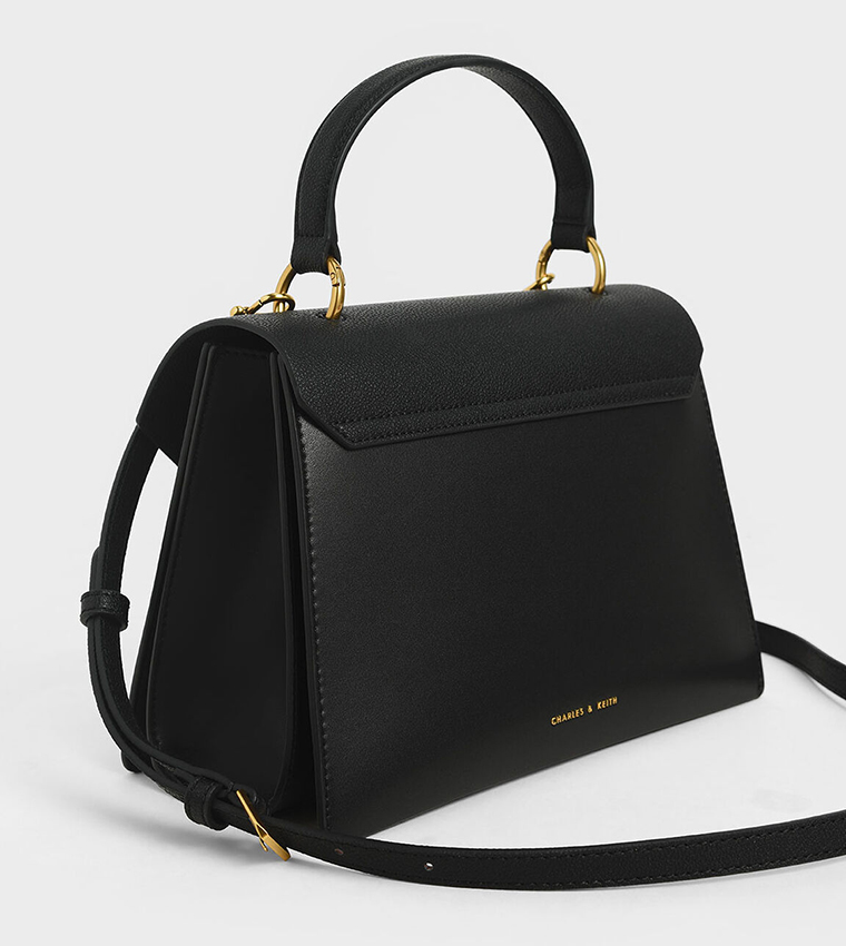 Buy Charles & Keith Stone Embellished Geometric Bag Black In Black