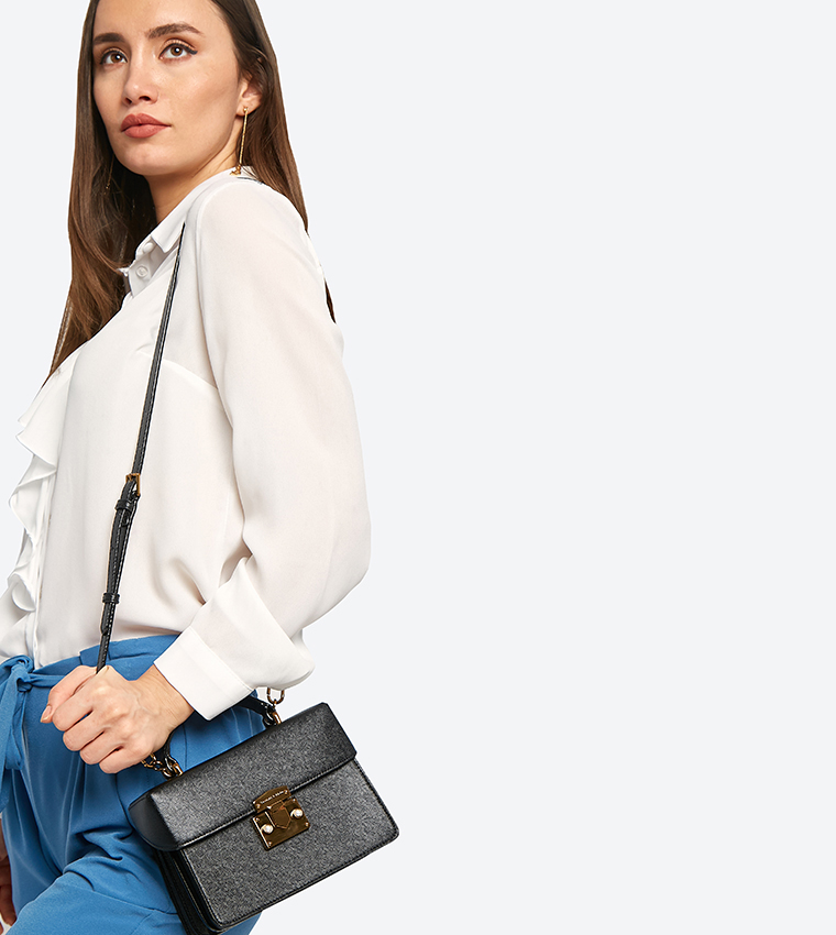 Classic push lock top sale handle bag