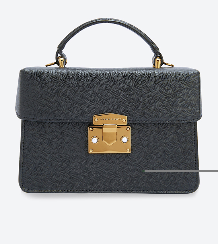 Classic push lock sale top handle bag