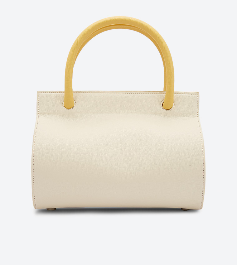 Double Top Handle Structured Bag - White