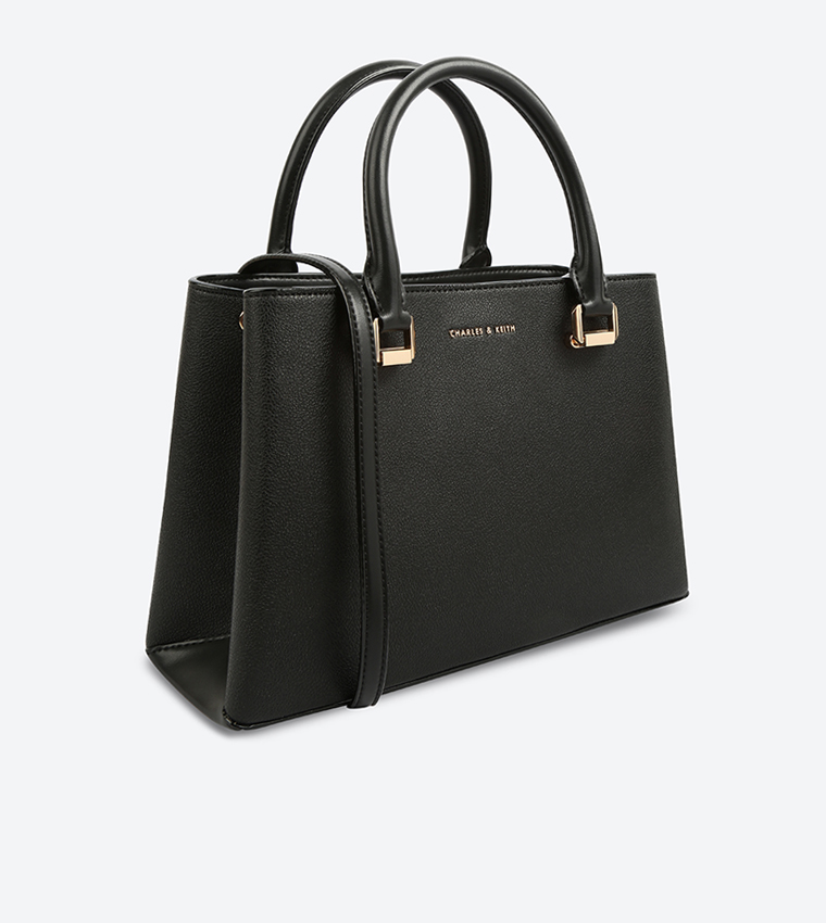 Structured black outlet tote