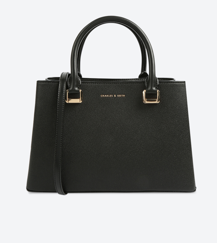 Structured black outlet tote