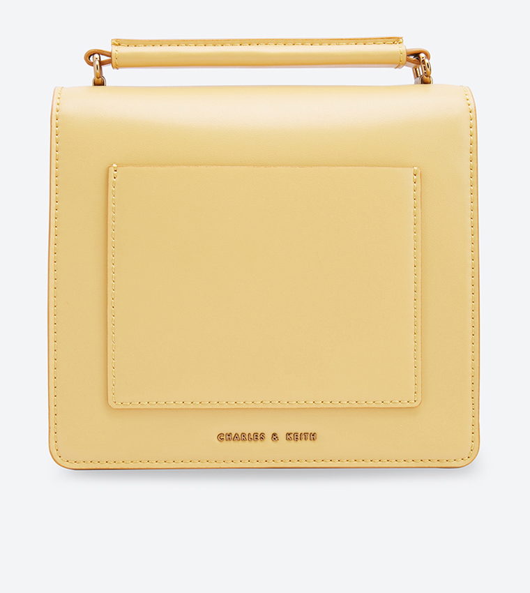 Fringe Detail Top Handle Cross Body Bag - Yellow