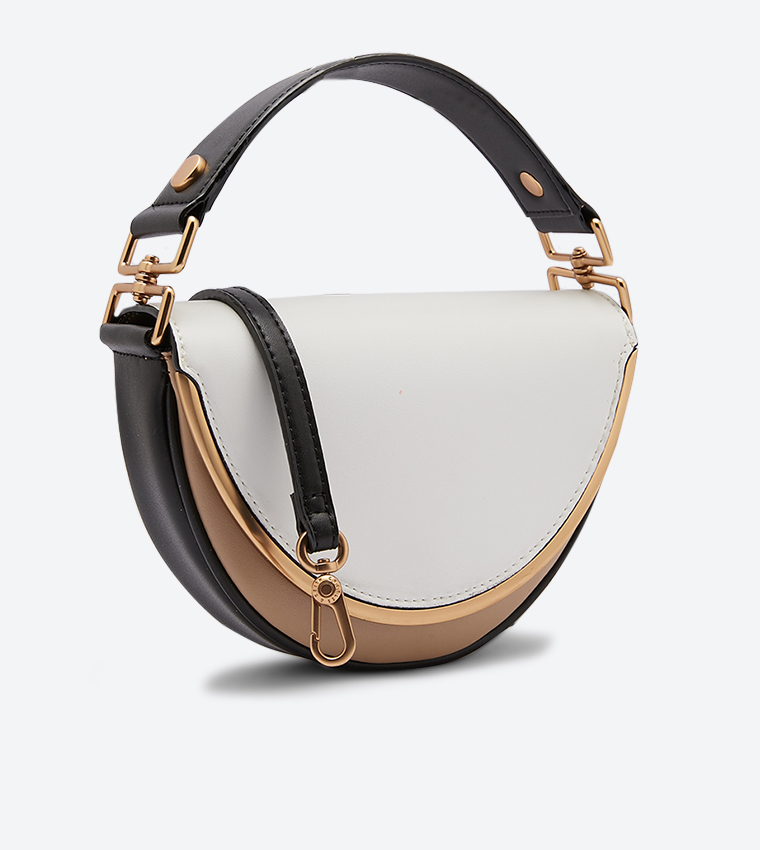 Two-Tone Top Handle Semi-Circle Bag - Multi