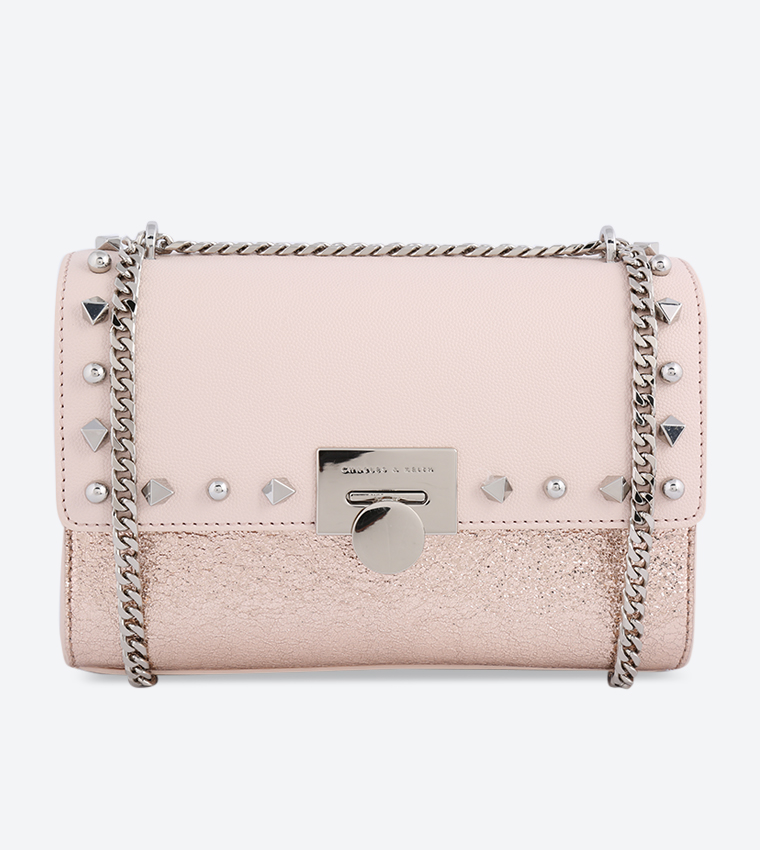 Buy Charles Keith Stud Detail Clutch Rose Gold In Rose Gold