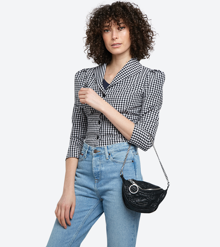 Buy Charles & Keith Wrinkled Effect Ring Details Zip Closure Cross