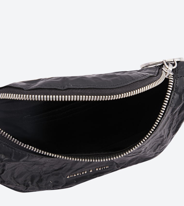 Buy Charles & Keith Wrinkled Effect Ring Details Zip Closure Cross
