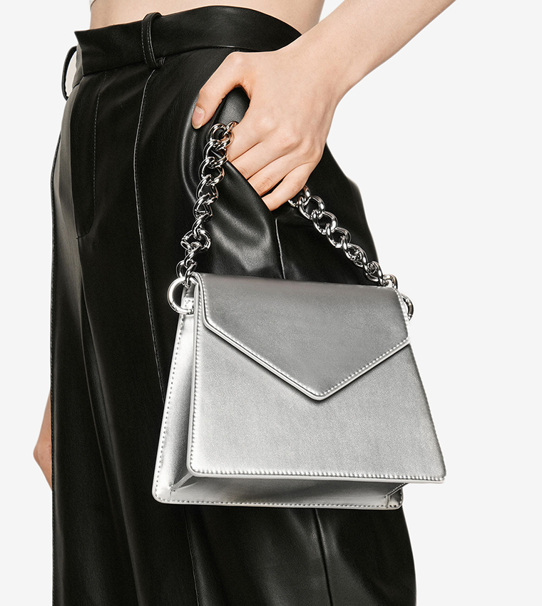 Buy Charles & Keith Ramadan Angular Crossbody Bag Silver In Silver