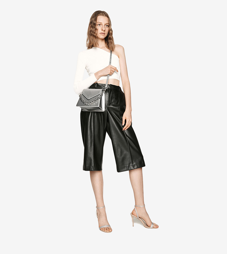 Buy Charles & Keith Ramadan Angular Crossbody Bag Silver In Silver