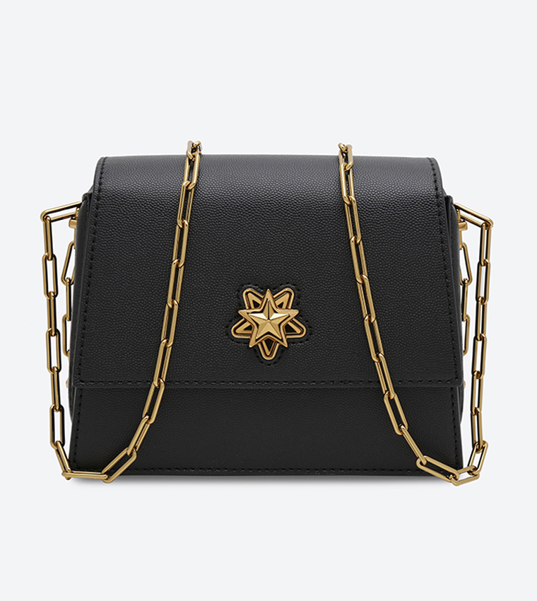 Buy Charles Keith Star Detail Turn Lock Black Cross Body Bag In Black 6thStreet Kuwait