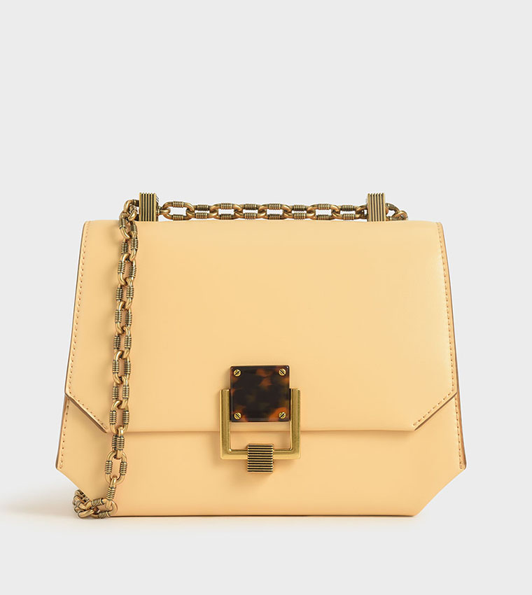 Buy Charles Keith Chain Handle Geometric Crossbody Bag Yellow In Yellow 6thStreet Qatar