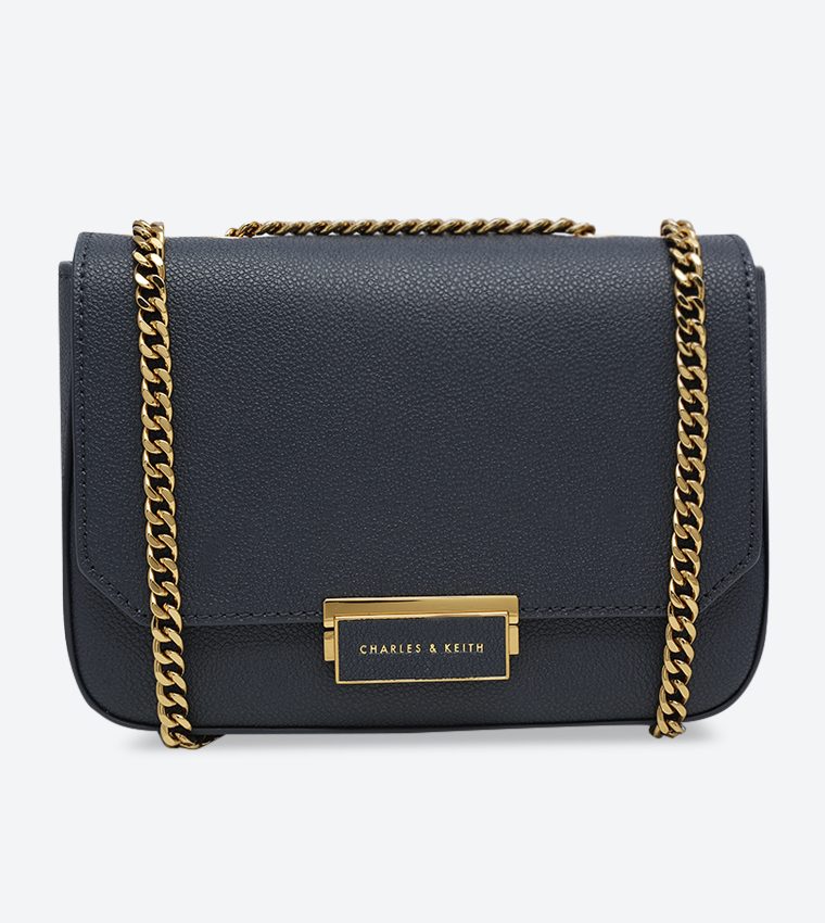 Charles and keith front online flap push lock bag