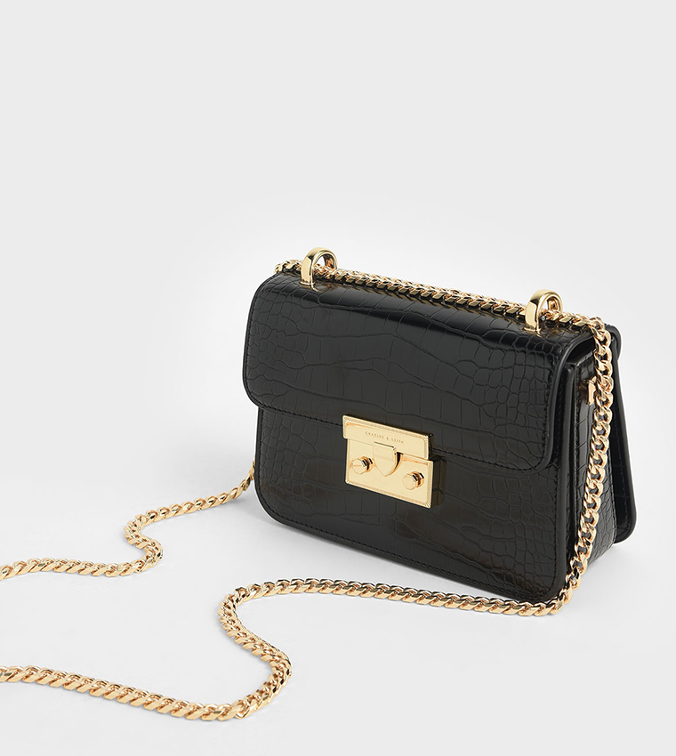 Black cross body bag chain strap sale