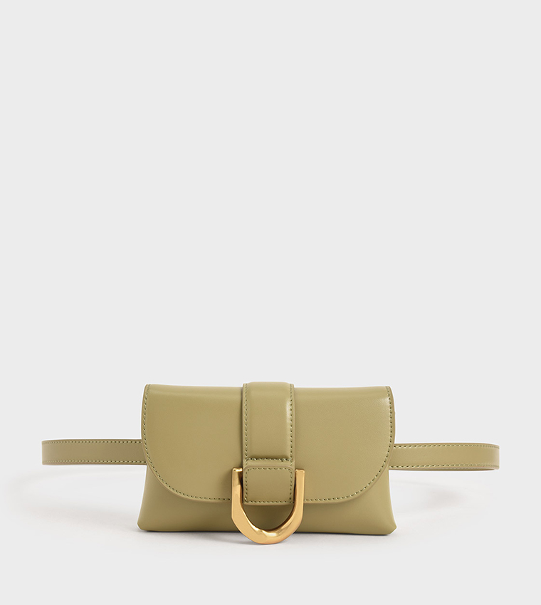 Buy Charles Keith Metallic Buckle Crossbody Bag Khaki In Brown 6thStreet Bahrain