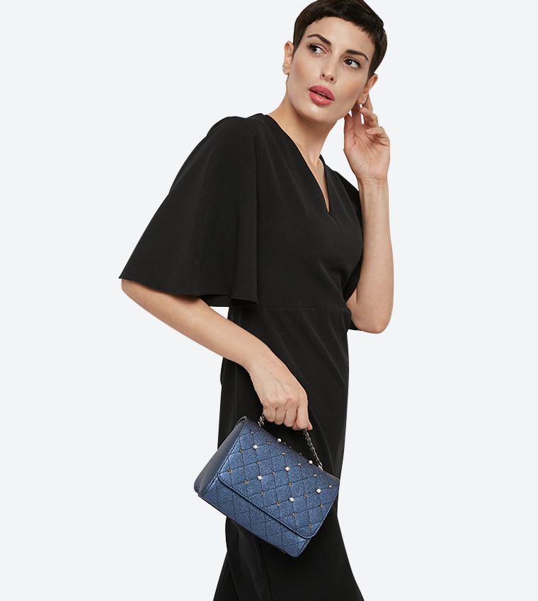 Buy Charles Keith Embellished Quilted Cross Body Bag Blue In Blue 6thStreet Qatar