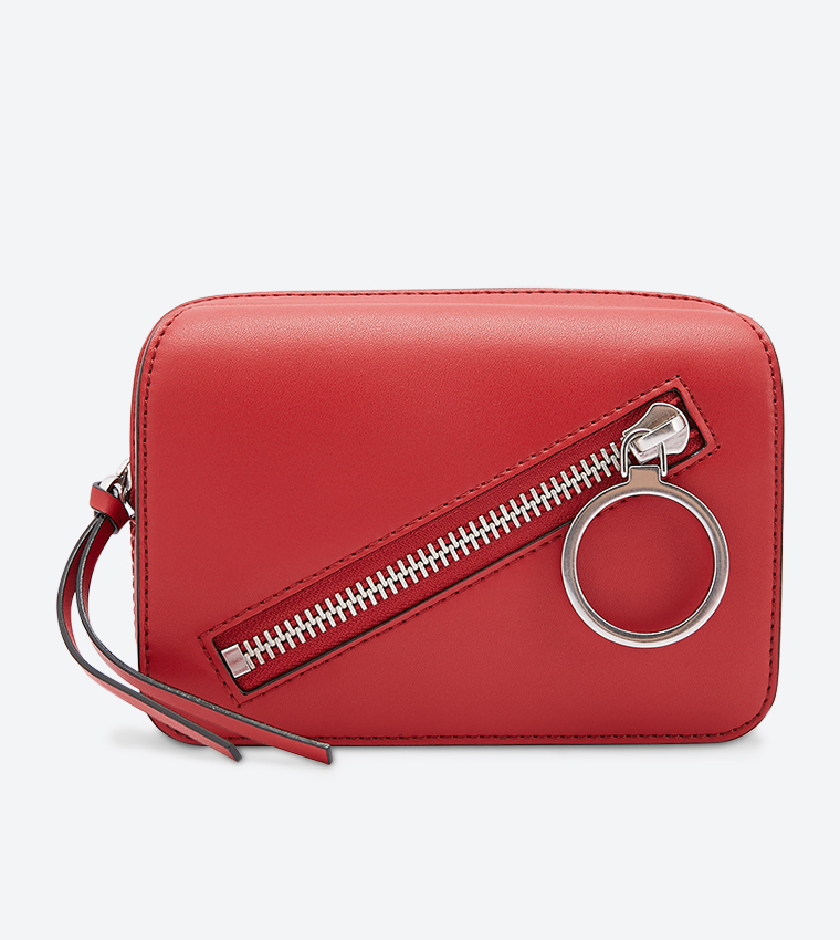 Buy Charles Keith Ring Zip Pocket Strap Belt Cross Body Bag Red
