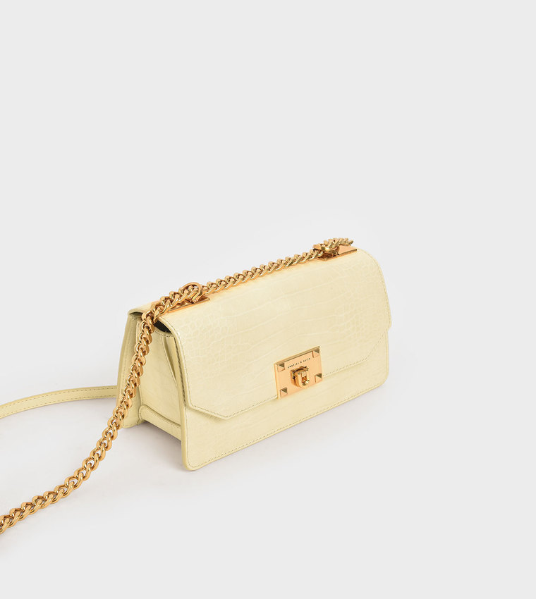 Buy Charles & Keith Croc Effect Chain Strap Crossbody Bag