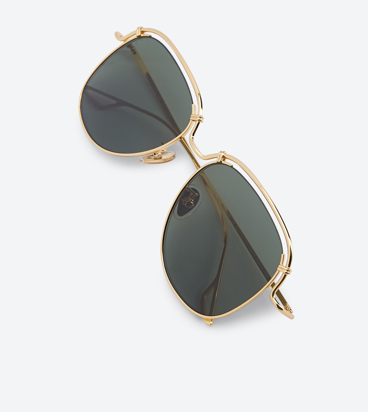 Half Wire Frame Aviator Sunglasses - Gold CK3-11280338