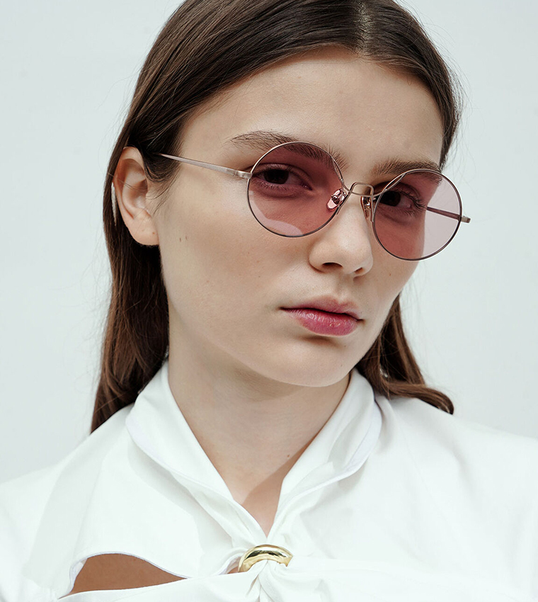 Round Tinted Sunglasses-Pink