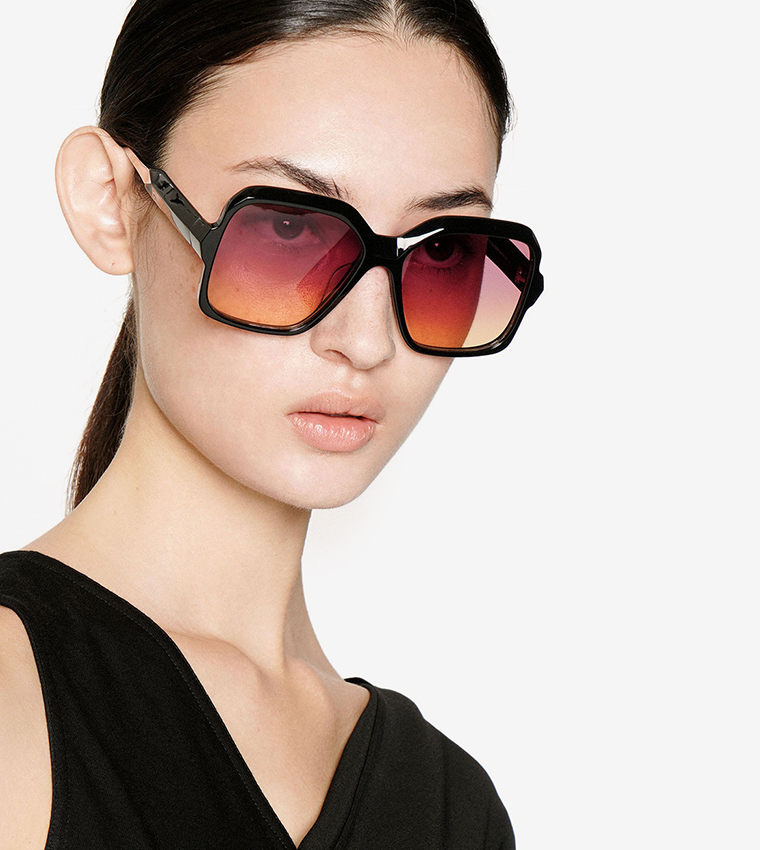 Buy Charles Keith Oversized Square Sunglasses Black For Women In