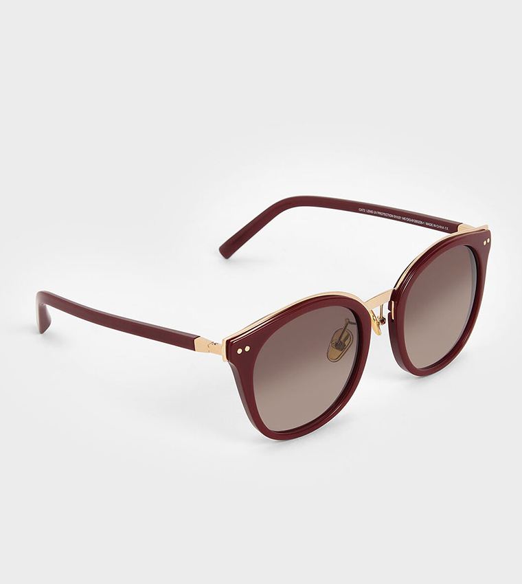 Acetate Frame Wayfarer Sunglasses-Red