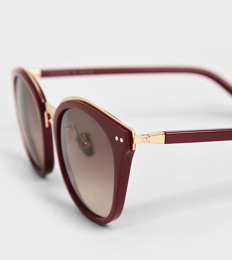Acetate Frame Wayfarer Sunglasses-Red