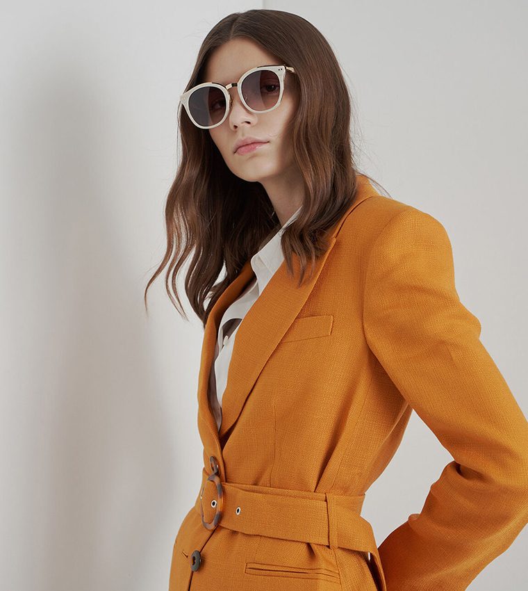 Acetate Frame Wayfarer Sunglasses-White