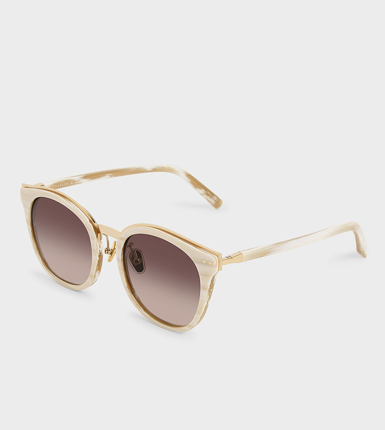 Acetate Frame Wayfarer Sunglasses-White