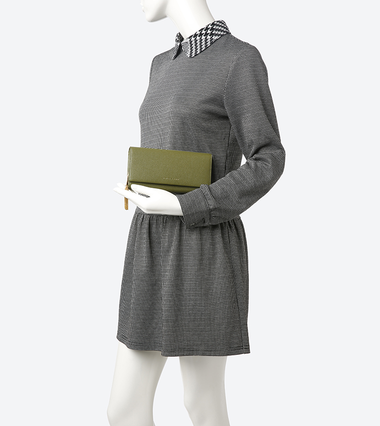 Buy Charles Keith Tassel Detail Long Wallet Green In Green