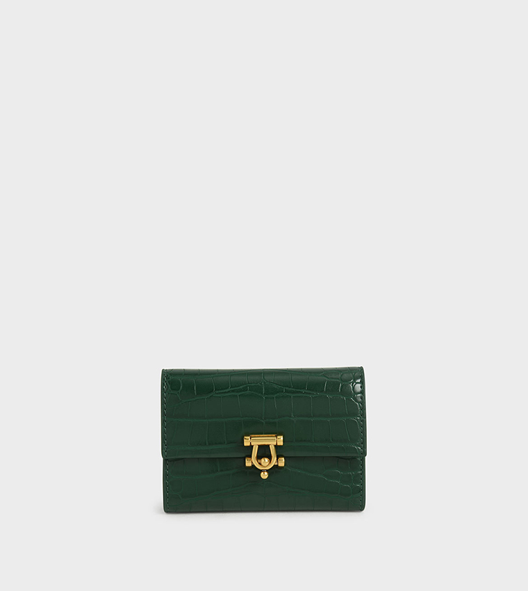 Buy Charles Keith Croc Effect Metal Accent Mini Short Wallet