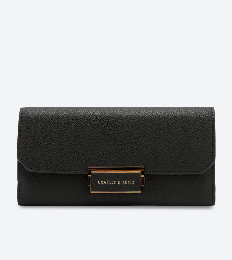 Buy Charles Keith Classic Long Front Flap Wallet Black CK6