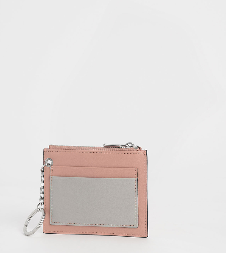 Buy Charles Keith Two Tone Zip Pocket Card Holder In Pink