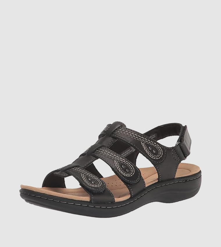 Clarks black 2025 flat sandals