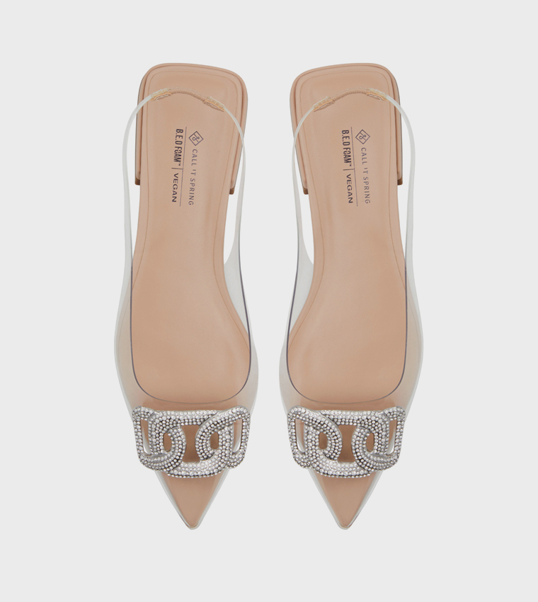 CLARISE Embellished Slingback Flat Shoes