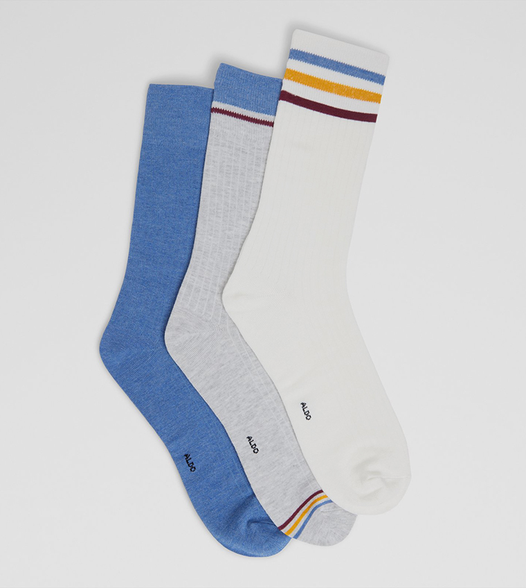 CLUBSTRIPES Pack of 3 Ribbed Crew Socks