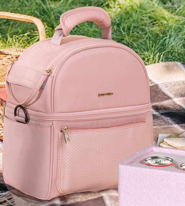 Insulated Lunch Bag with Thermo Box & 4 Piece Flamingo Ice Pack Set