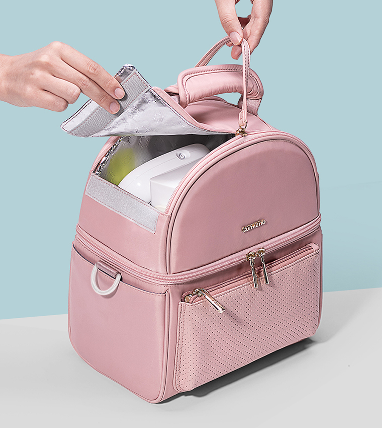 Insulated Lunch Bag with Thermo Box & 4 Piece Flamingo Ice Pack Set