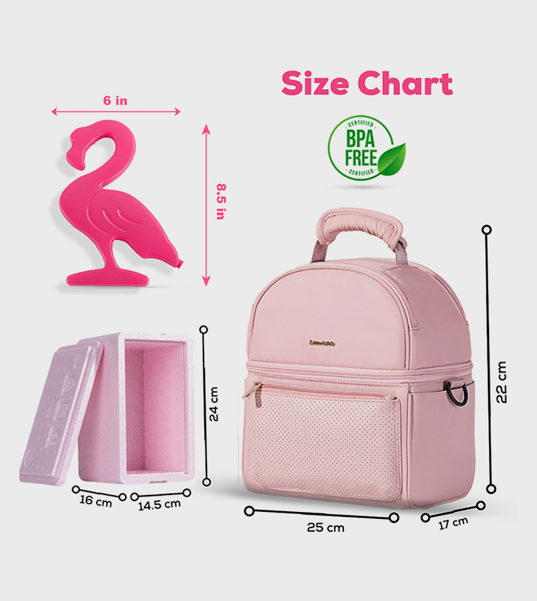 Insulated Lunch Bag with Thermo Box & 4 Piece Flamingo Ice Pack Set